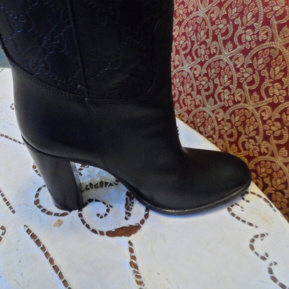 Gucci GUCCISSIMA 85th Anniversary Black Calf Leather Riding Boots Size 9.5C - Picture 10 of 16